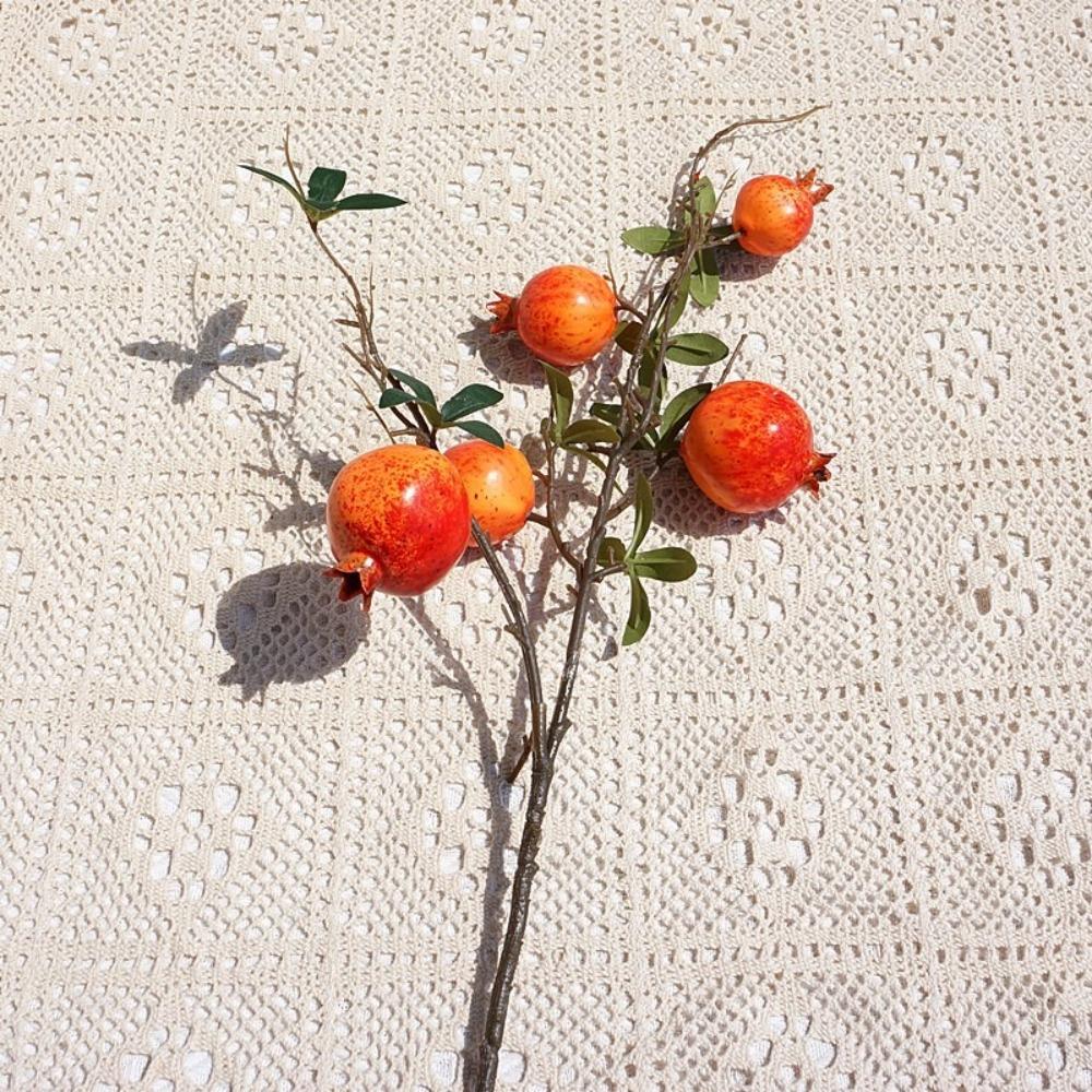 Realistic Artificial Pomegranate Branches 5-Fruit Fake Plants  Wedding Party Decor