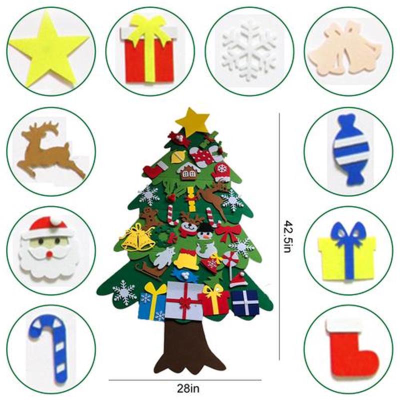 DIY Felt Christmas Tree Snowman Set Christmas Party Supplies with 30pcs Decoration for Children Gift