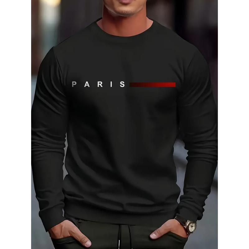 Autumn Fashion Men's Eagle Print Long Sleeve T-shirt Striped Casual Sports Sweatshirt Loose Top Men's Commuter Long Sleeve