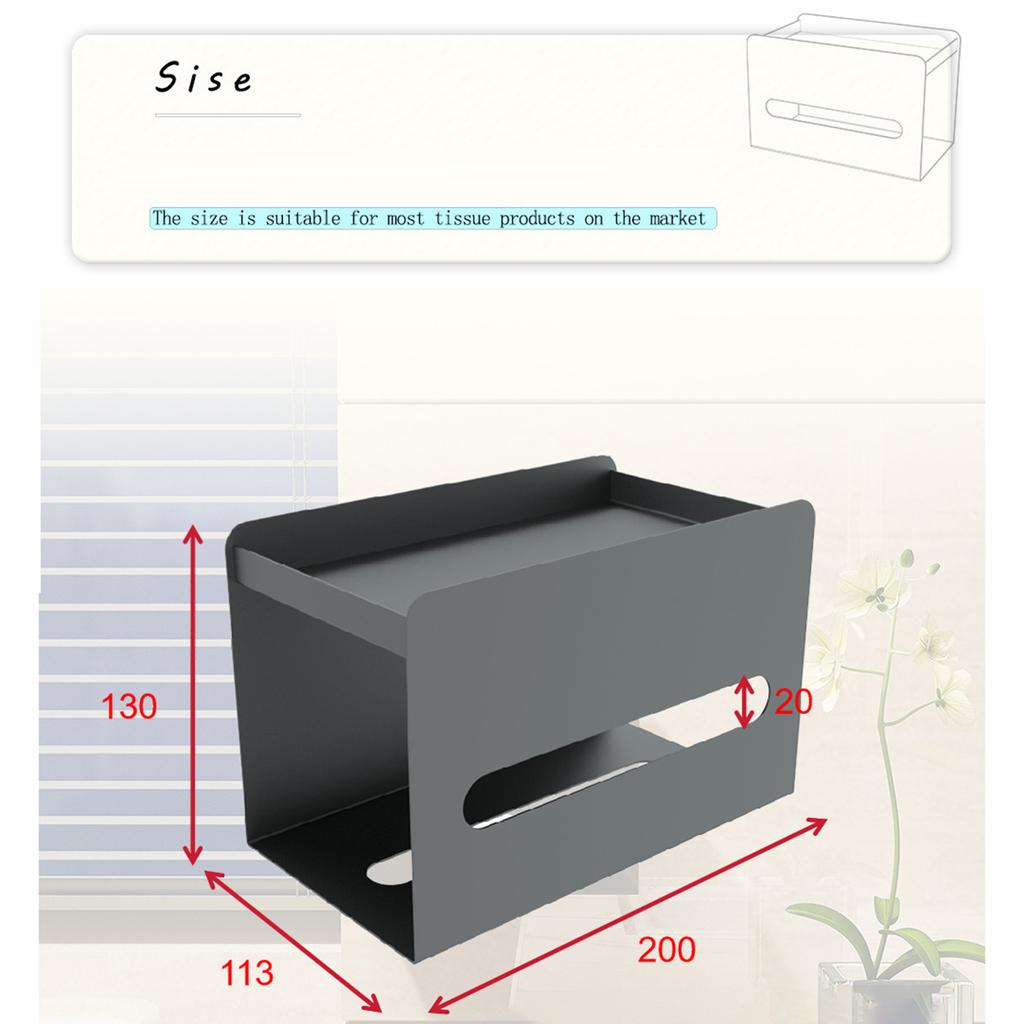 Multifunction Punch-free Magnetic Home Tissue Box Carbon Steel Tissue Storage Box