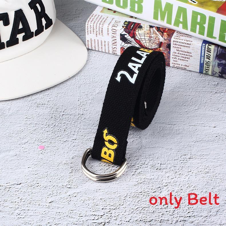 Fashion Letter Pattern Neutral Casual Nylon Waist Belt With Double Design Buckle