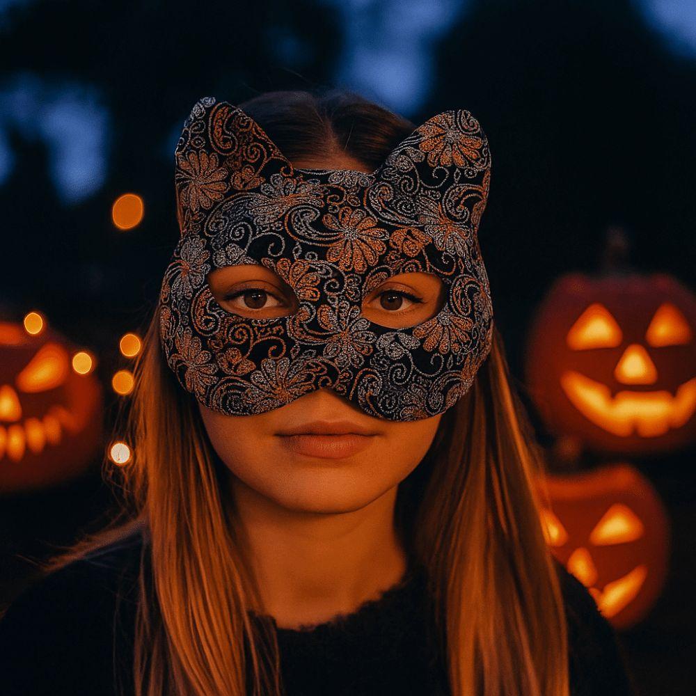 Flower Halloween Masquerade Mask Plastic Half Face Mask Retro Cat Face Masks  Women