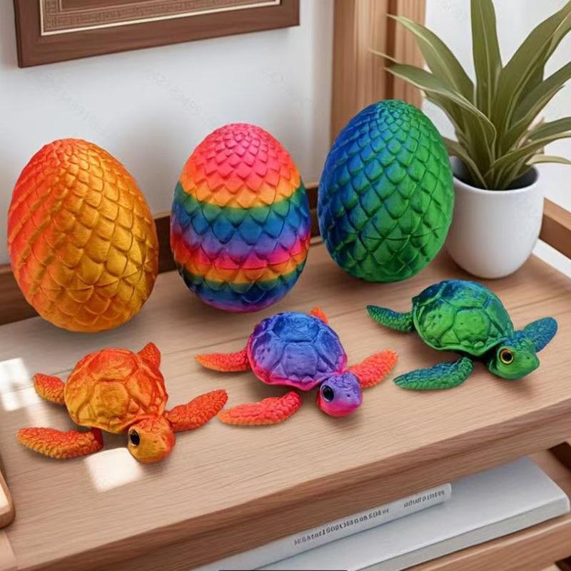 New Movable Sea Turtle Flexible Joint 3D Printed Sculpture With Eggs Fun Desk Ornament For Home Office Car Desk Decoration Gift