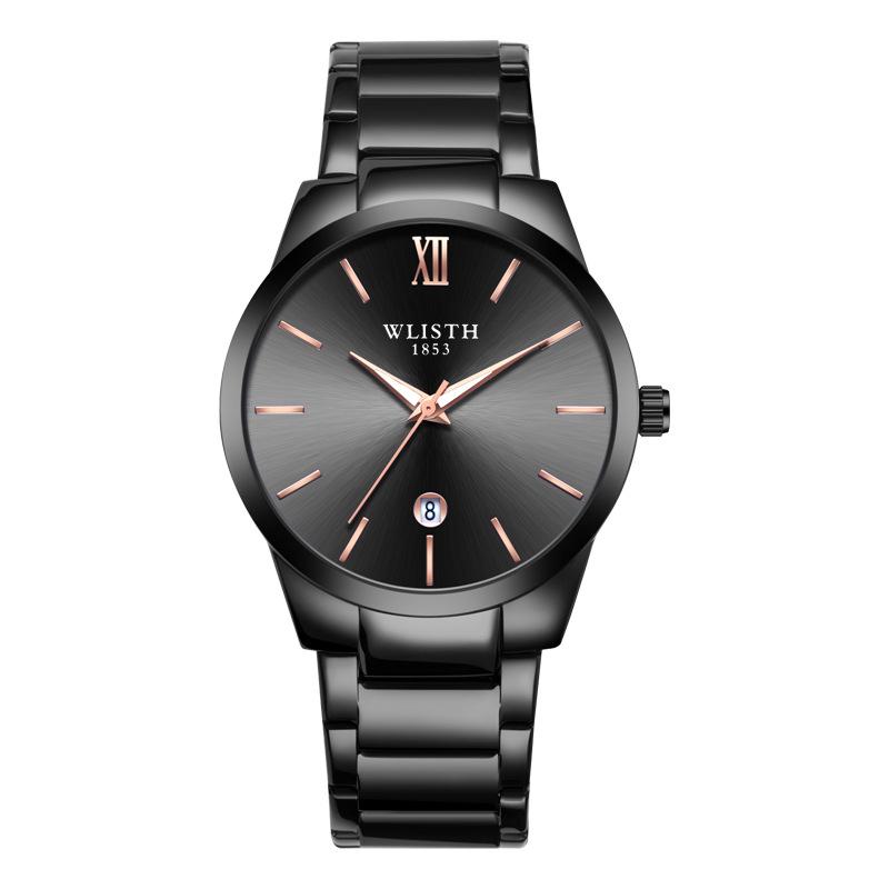 WLISTH 1853 Men s Steel Band Watch with Sunburst Dial & Rose Gold Hands, Date Display