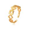 Hollow Geometric Square Adjustable Stainless Steel Minimalist Open Ring for Men & Women - Vacuum Plated Gold