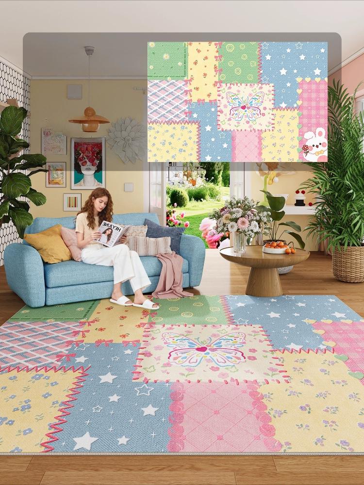 

Dopamine Colooful Living Room Carpet Home Decor Bedroom Soft Rug Foldable Machine Washable Sofa Coffee Table Nonslip Floor Mat 50X80cm