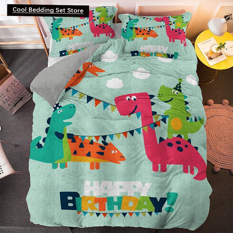 Cartoon Dinosaur Bedding Set Twin Queen King Animal Duvet Quilt Cover Pillowcase Jurassic World 2/3pcs Polyester Comforter Cover