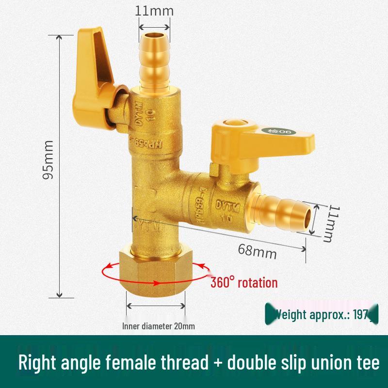 Shieldyun Gas Three-Way Valve with Switch for Natural Gas Meter Pipeline - Ball Valve Connector