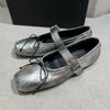Cowhide version~ niche design square head bow one-word buckle with Mary Jane women's shoes flat casual temperament single shoes