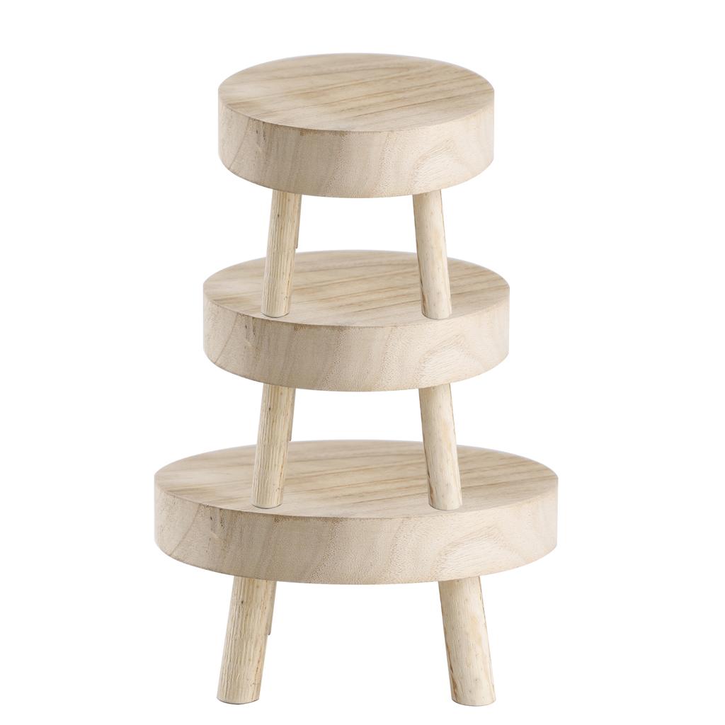 Holz Pflanzenständer Moderner Pflanzenhocker für Wohnzimmer Balkon Büro Naturholzfarbe M:17x9 Beinhöhe 6CM