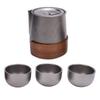 Travel Teapot Set Ti Alloy Portable Small Tea Pot with Removable Infuser 3 Cups and Storage Bag for Outdoor Picnic Camping