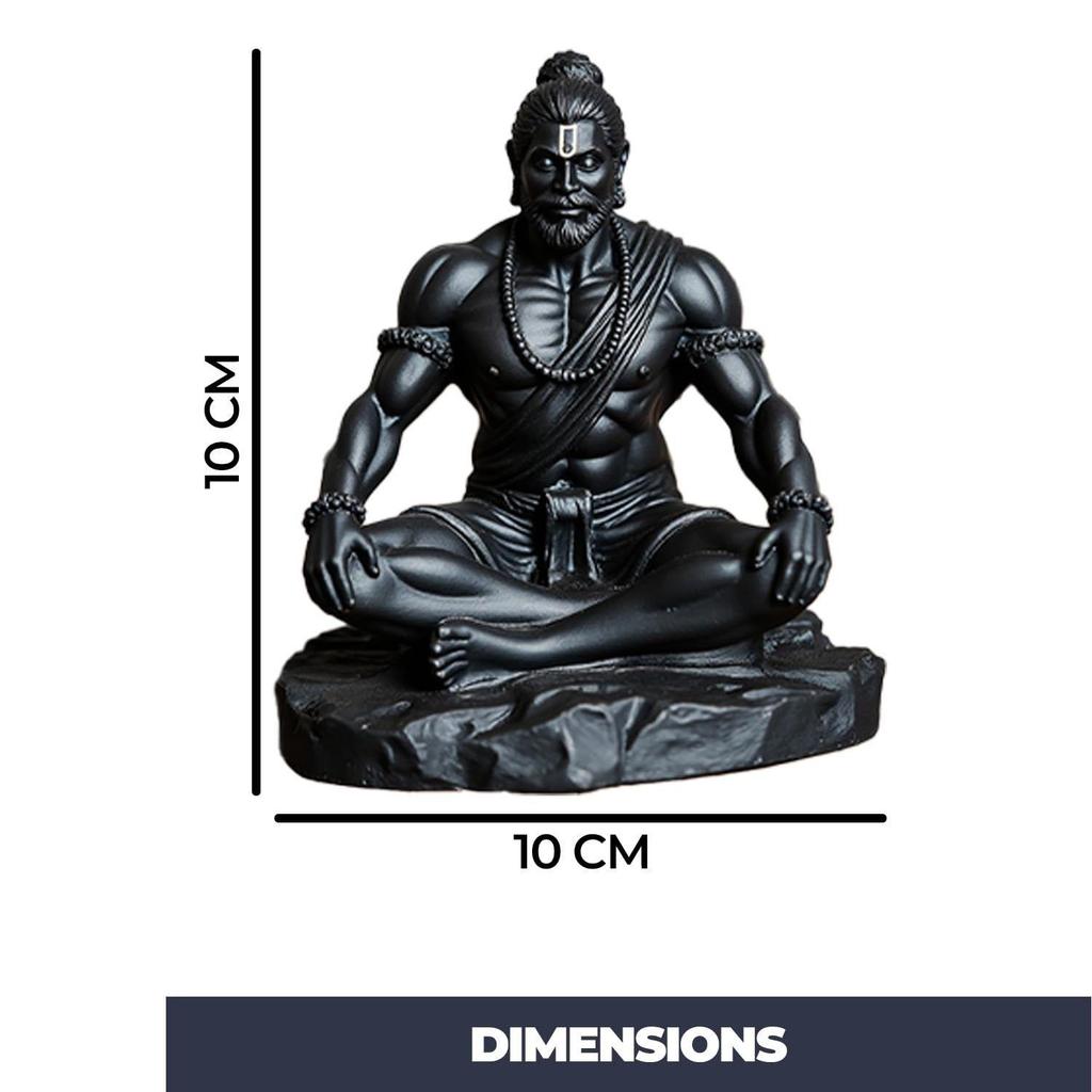 Lord Hanuman Idol for Car Dashboard, Home, Office Desk – Hanuman Murti for Peace, Positivity, Good Luck, Success, and Prosperity – Black Matte Finish