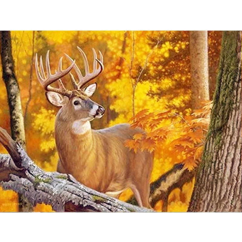 5D Diy voller runder quadratischer Diamantmalerei Tierhund Diamantstickerei Herbst Ahornblatt Wanddekoration Home Art