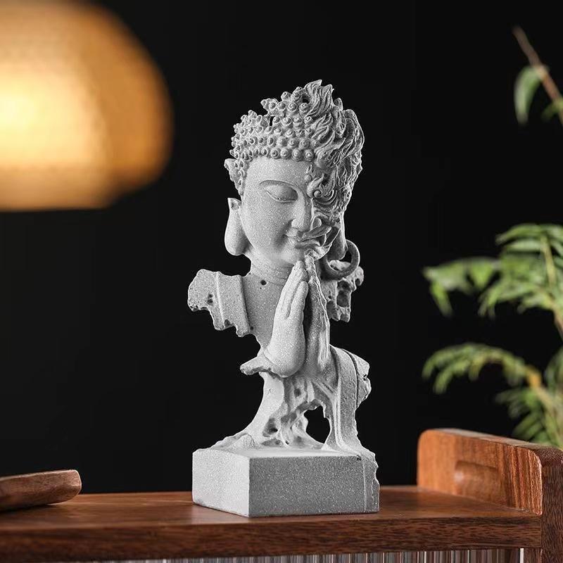 Sandstone Evil And Buddha Abstract Figure Statue Monkey King SculptureHome Living Room, Office Garden, Fish Tank Art Deco Statue