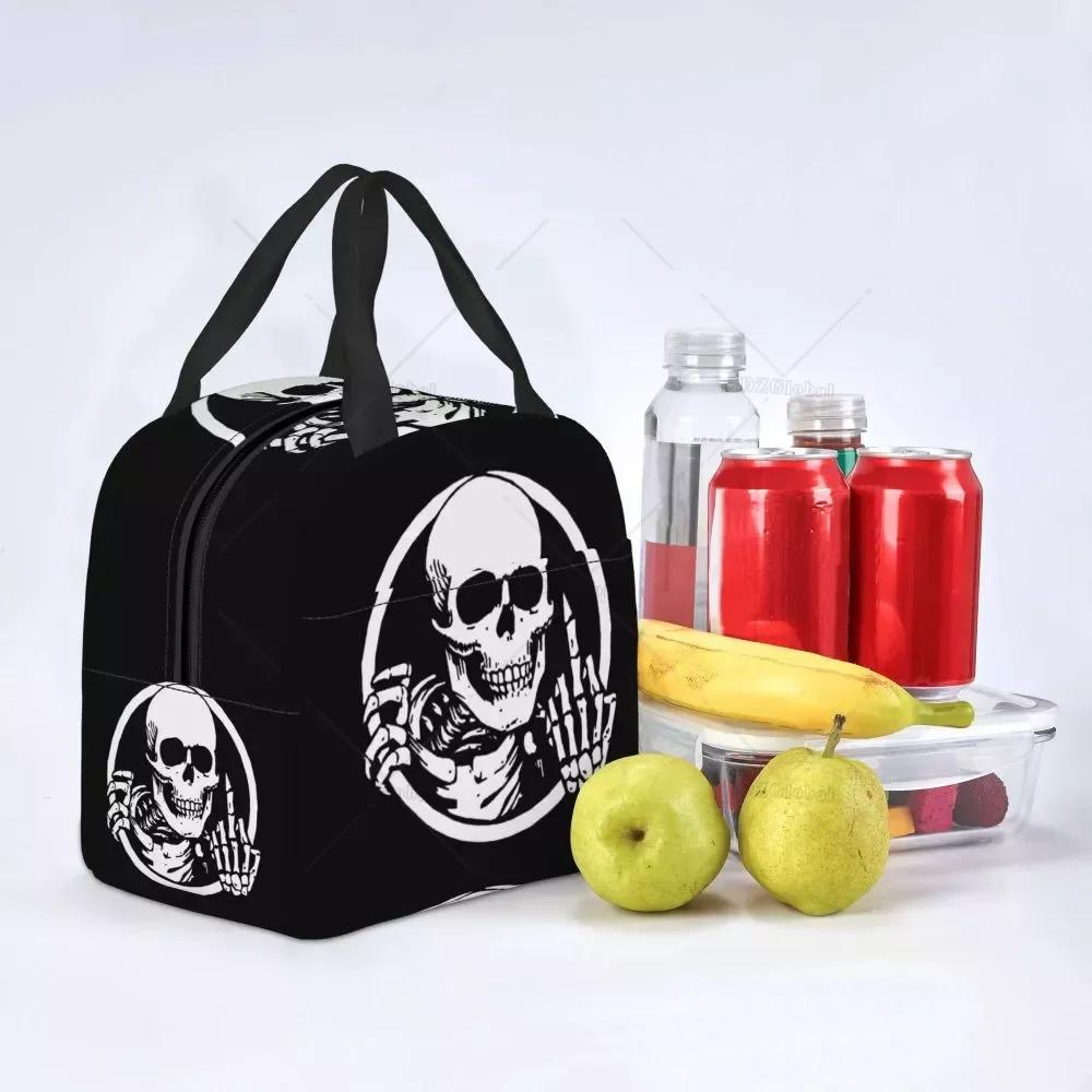 Skull Insulated Lunch Bag for School Office Resuable Thermal Cooler Lunch Box for Women Kids Food Container Bento Tote Bags