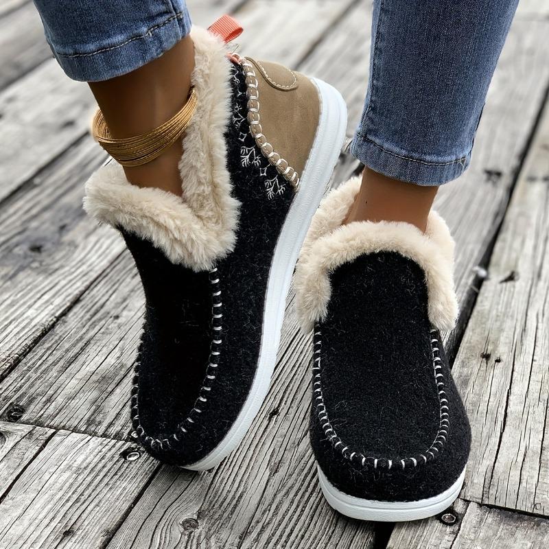 Women's Winter Furry Slip-Resistant Platform Sneakers/Boots - Thick Platform Height Increase