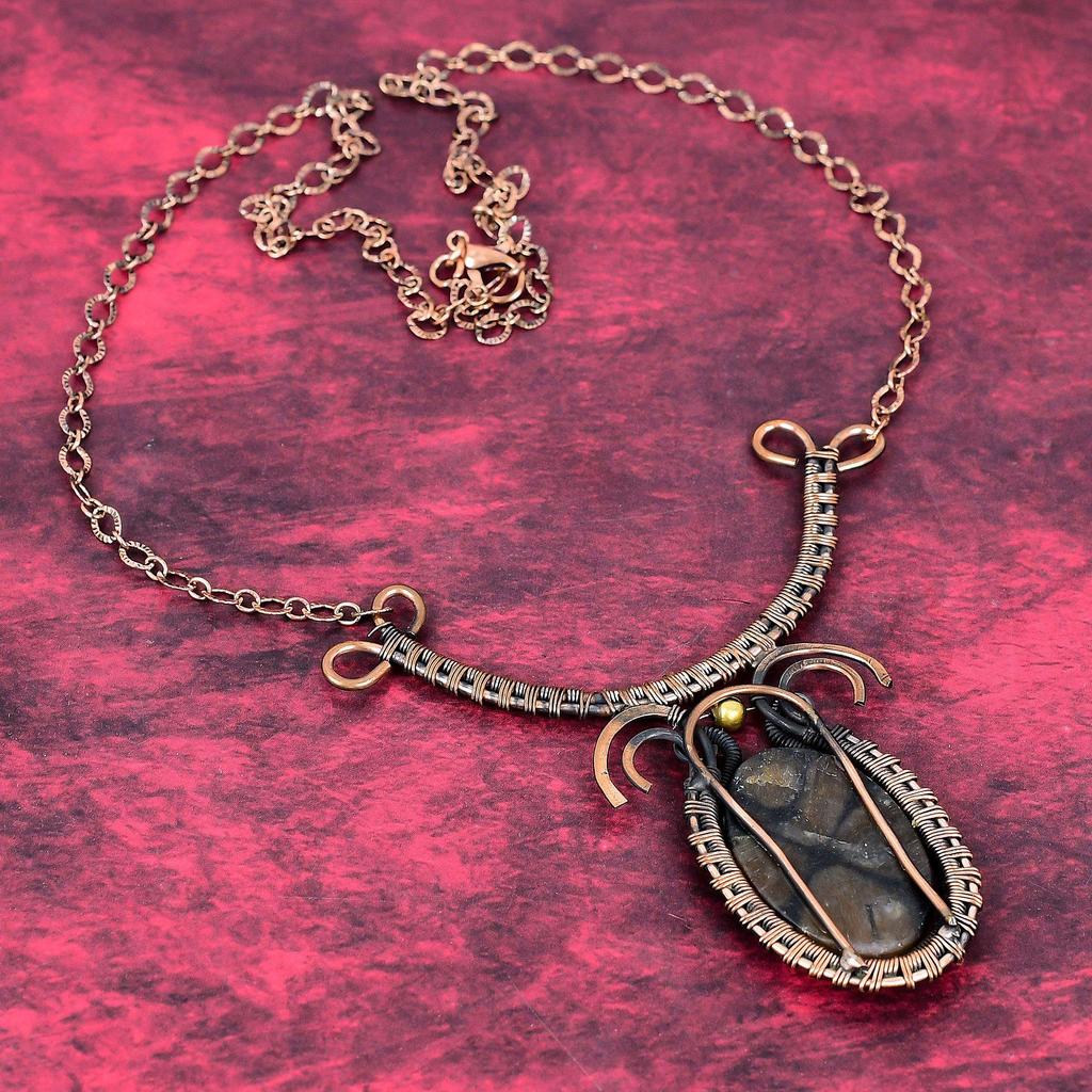 Chiastolite necklace copper wire wrapped gemstone necklace adjustable chain necklace handmade jewelry birthstone necklace anniversary gifts