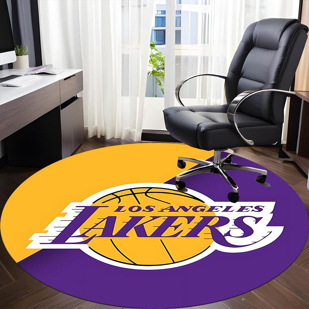 1 szt. Okrągły dywanik biurowy Koszykówka Lakers, Mata wewnętrzna odpowiednia do biura, sypialni, salonu, wystroju domu, dekoracji pokoju, Offic a0926217