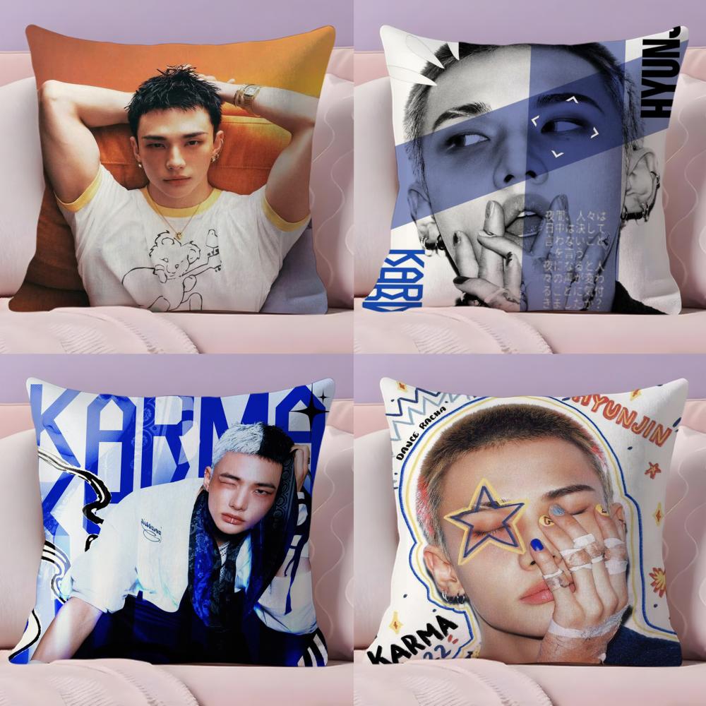 Star H-Hwang Hyunjin Pillow Case Plush Fabric Soft Double-Sided Printed Sofa Warm Winter Home Gift Cushion Cover