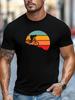 Retro Sunset Bicycle Rider Print Unisexs Crew Neck Short Sleeve Tee Soft Summer Top For Cycling Fans Daily Street Basic Outfit Wear