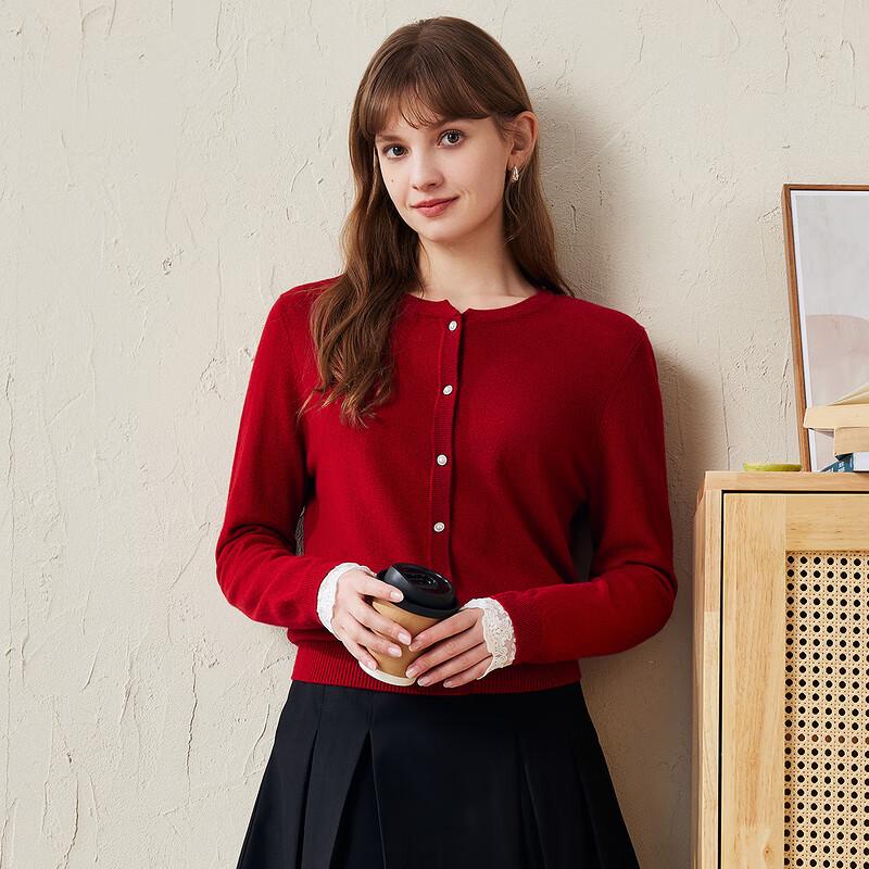 Komoboka Women's Lace Patchwork Wool Cardigan