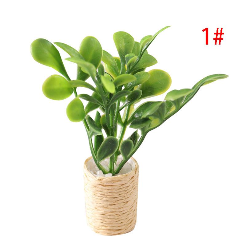 1:12 Dollhouse Mini Orange Tree Snow Conifers Moonflower Leafy Plant Potted Green Potted Plants Bucket Flower Home Garden Decor