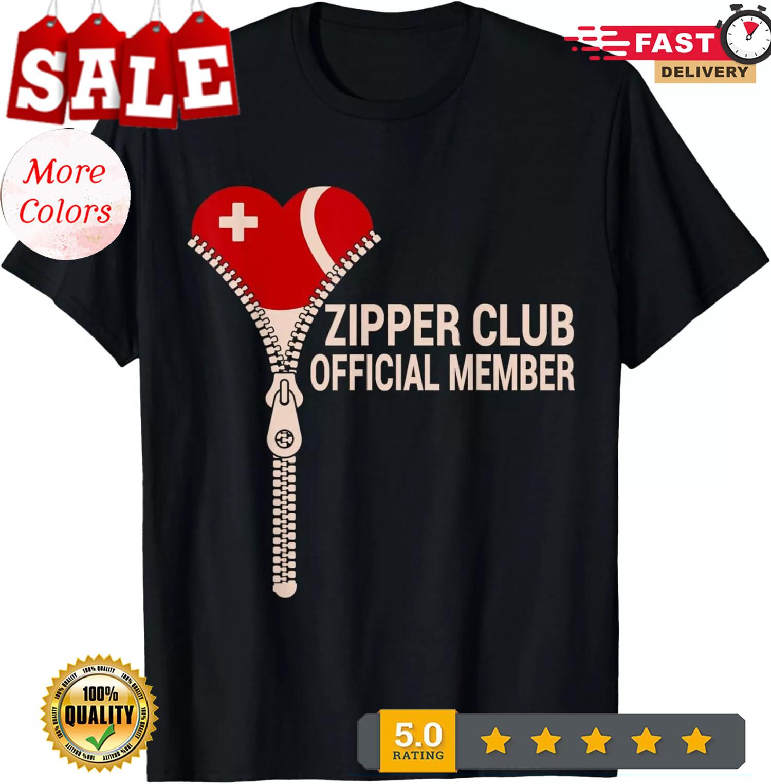 2025/Open Heart Surgery Zipper Club Get Well Bypass Gift Unisex T-Shirt S