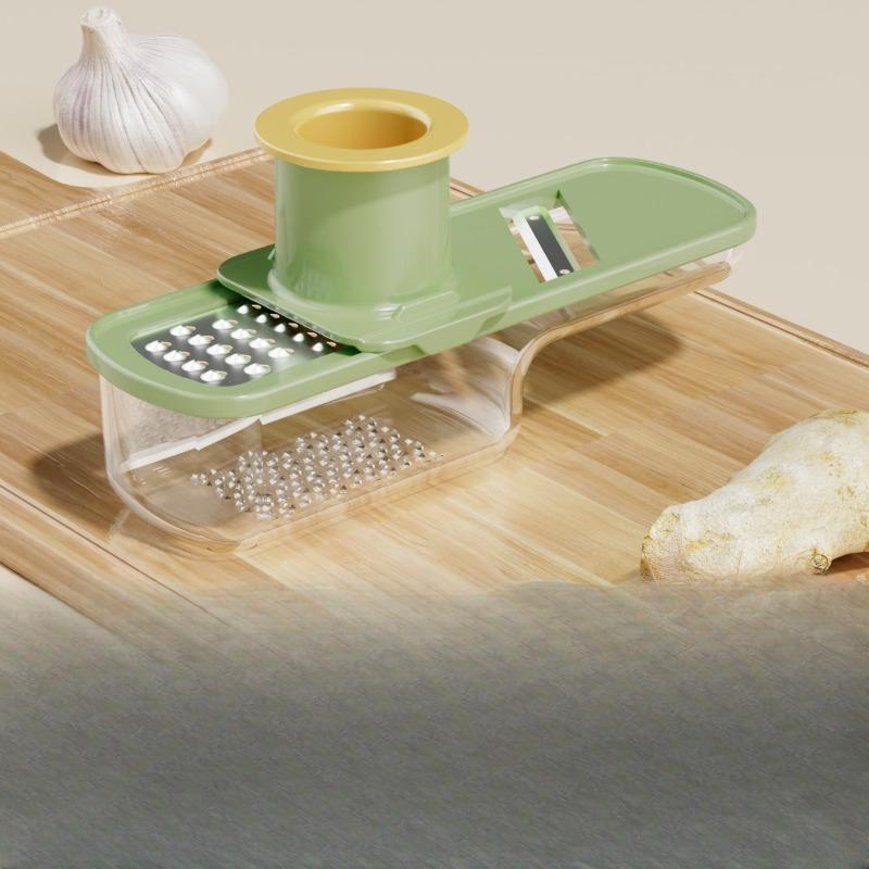 Three-in-One Ginger and Garlic Grinder - Kitchen Ginger and Garlic Masher with Guarded Hand Grater for Slicing and Dicing