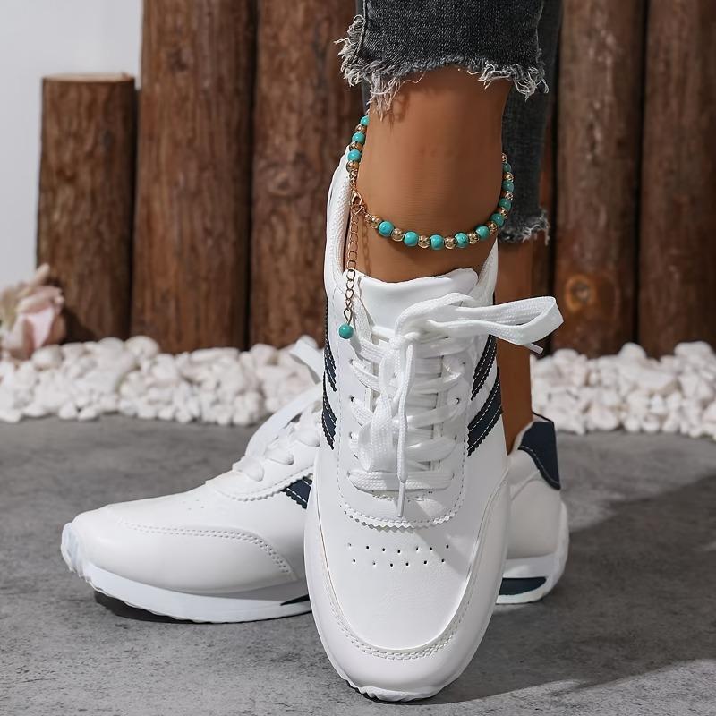 Új Fűzős Alkalmi Sportcipők, Puhatalpú Sokoldalú Forrest Gump Cipők, Lapos Csúszásmentes Diákcipők, Puha Bőr Fehér Sportcipők