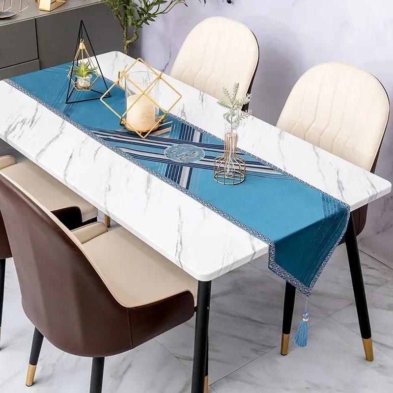 High End Precision Jacquard Table Flag Minimalist Tassel Pendant Tea Flag Long Table Decoration Anti Slip Dustproof Table Mats