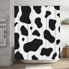Black White Cow Print Shower Curtain Bathroom Decor, Modern Style Bathtub Liner With Rings For Home Bath (Large Size)