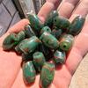 Natural Agate Tibetan Green Three-Eyed Dzi Beads, 15×22mm Barley Offering, Loose Jewelry Accessory