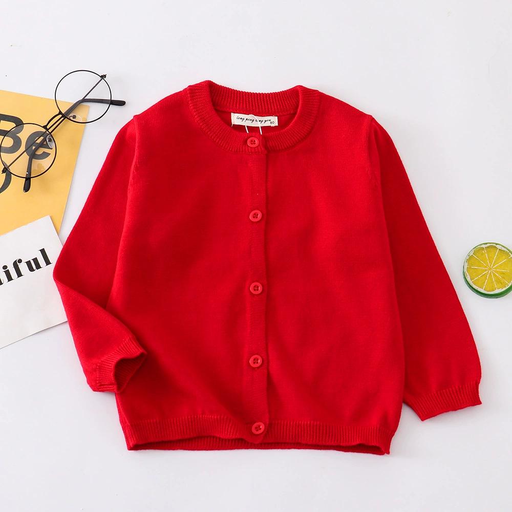 Autumn Girls Clothes Baby Casual Cardigan Solid Open Stitch Boys Soft Coats Children Sweaters Toddler Knit Jackets Full Sleeve