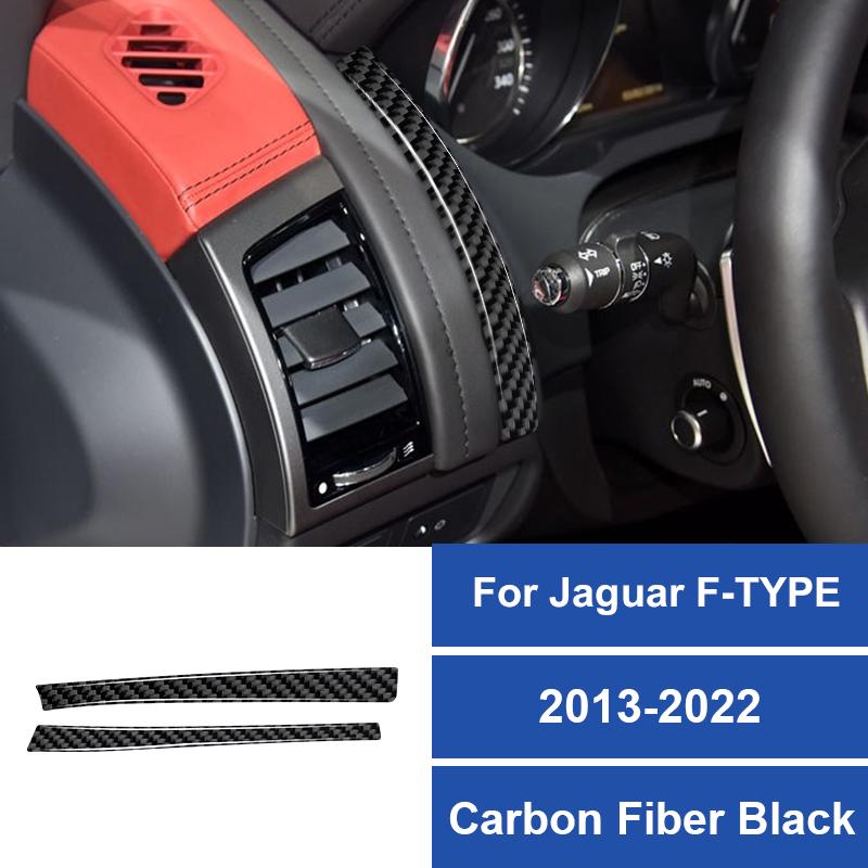 2PCS Real Carbon Fiber Car Dashboard Decoration Strip Stickers For Jaguar F-Type 2013-2022 Car Interior Accessories