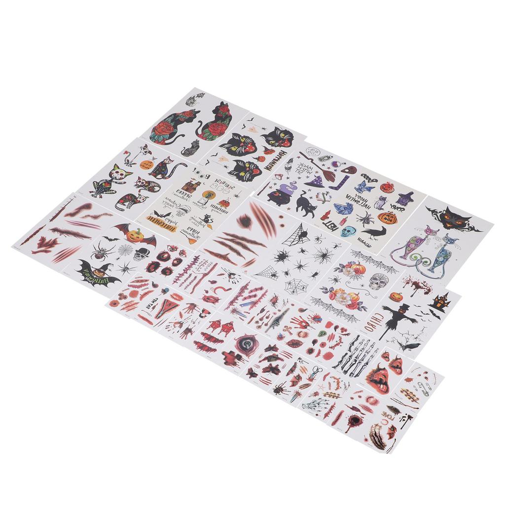 33pcs Fake Scars Tattoo Sticker Temporary Zombie Halloween Face Body Makeup Tattoos