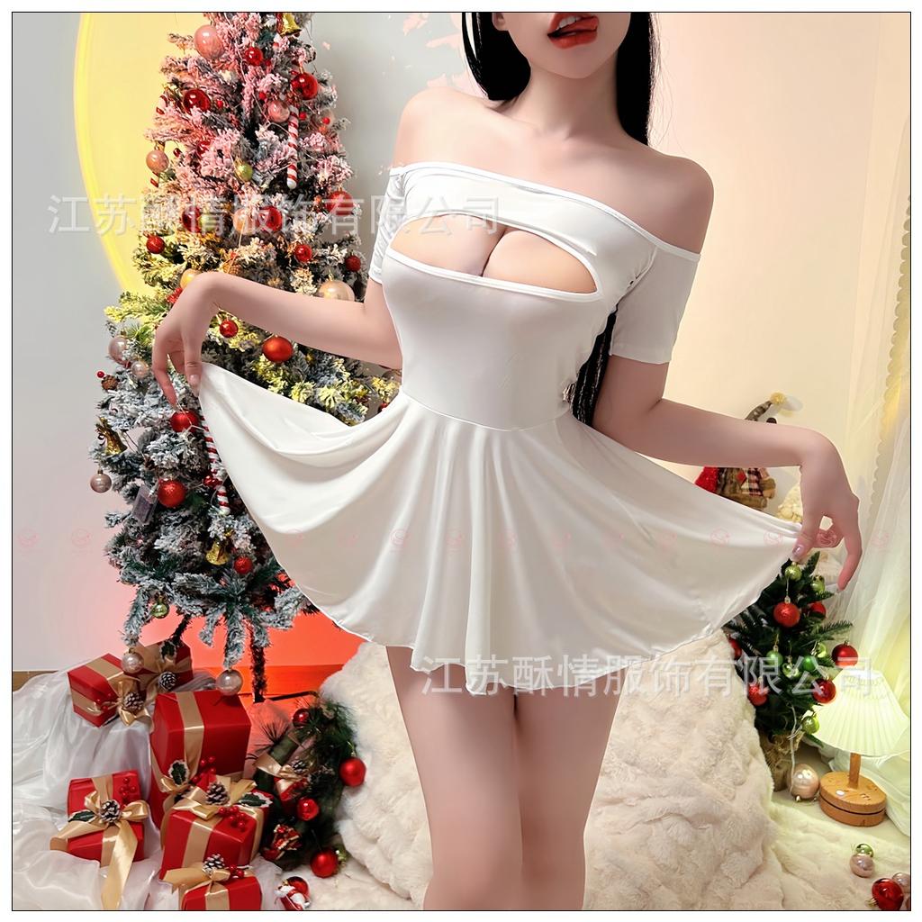 Sexy Lingerie Sexy Hollow Uniform Temptation Free One-word Shoulder Nightgown Hot Pure Desire Suit
