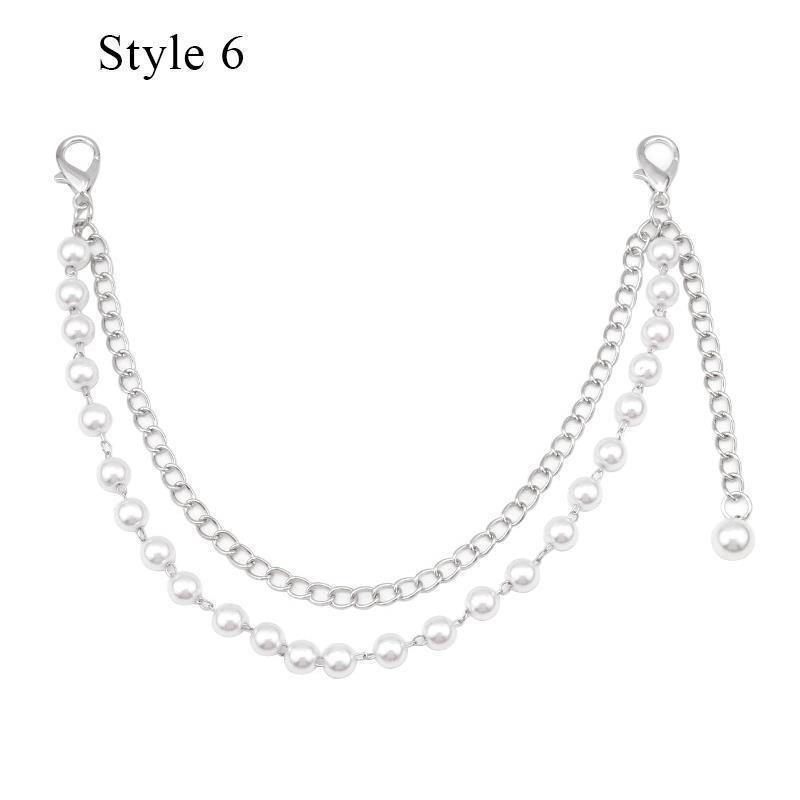 Multi-layer Metal Charms Bag Chain Cross Pendant Backpack Decoration DIY Exquisite Pearl Purse Chain Women Men Bag Accessories