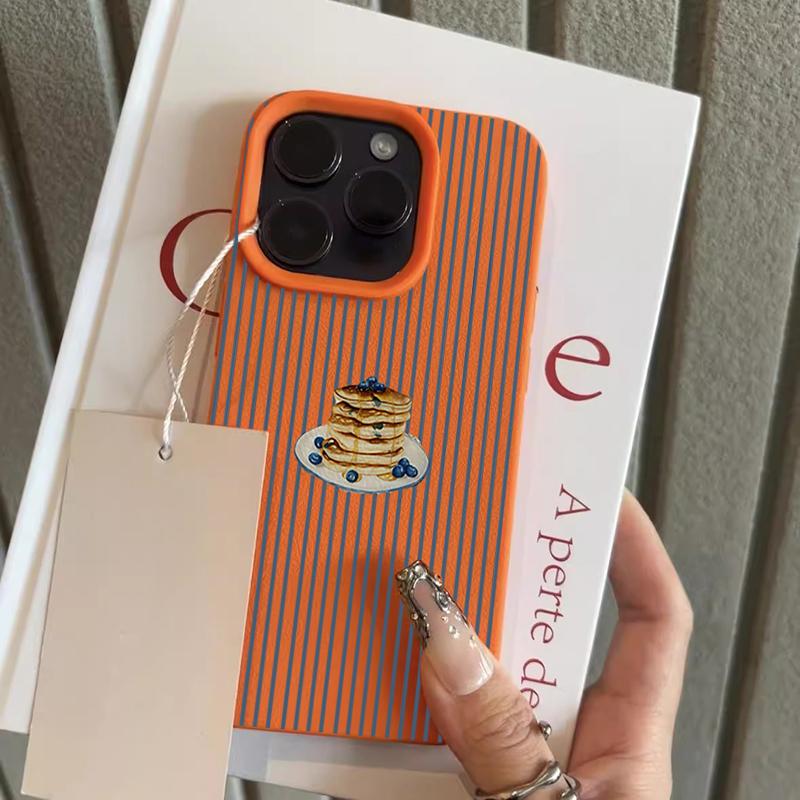 

Blueberry Cake Stripes Pattern Lychee Texture Silicone Phone Case For iPhone 11 12 13 14 15 16 17 Pro Max 15 Plus Air Soft Cover iPhone 12