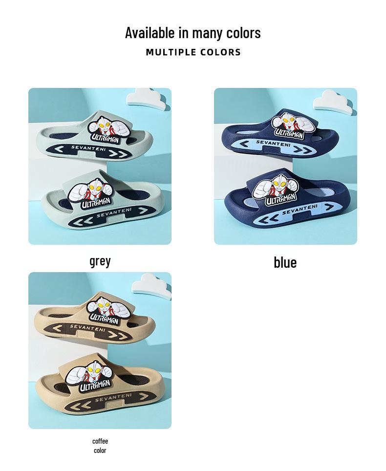 Ultraman Cartoon Summer Sandals for Kids: Parent-Child Style, Non-Slip, Soft Sole for Home, Bath, and Outdoor Use.
