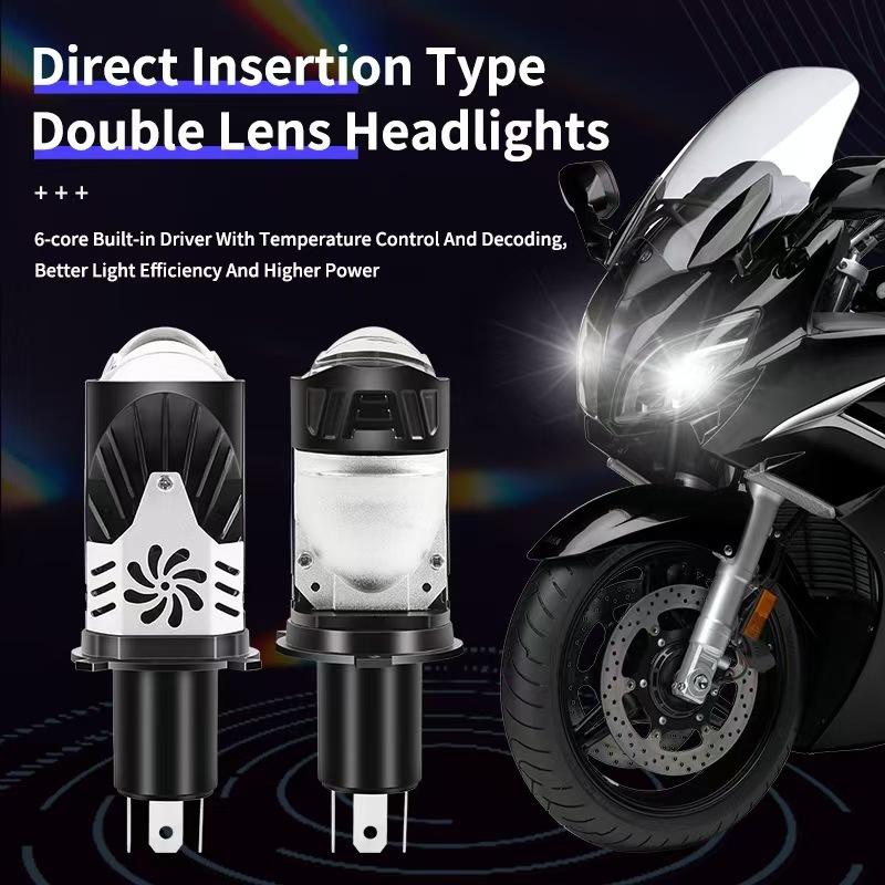 1-2pcs Mini Bi Projector Lens H4 LED Hi/Lo Beam Headlight Bulb Driving Lamp Plug&Play for Car Auto SUV Motorcycle