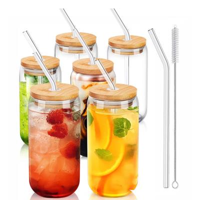 Trendiger Mason Jar Tumbler Glas Strohhalmbecher mit Holzdeckel für Kaltes