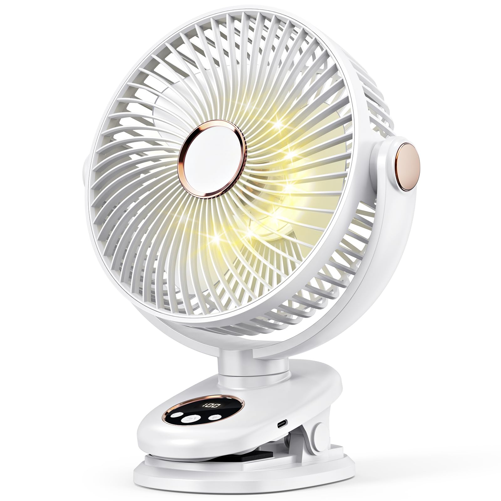 

iNeibo USB Table Fan with Automatic Oscillation and Camping USB Tabletop LED Fast 5 Airflow Up to 40 Hours of Continuous Battery Level Powerful Car білий