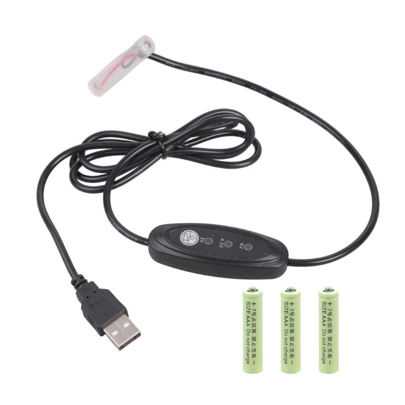 

Кабель для усунення батареї USB 5V на 3/4.5/6V Адаптер живлення Шнур Провід для світлодіодного освітлення Сумісність 2-4 шт. 1.5V 3A 1