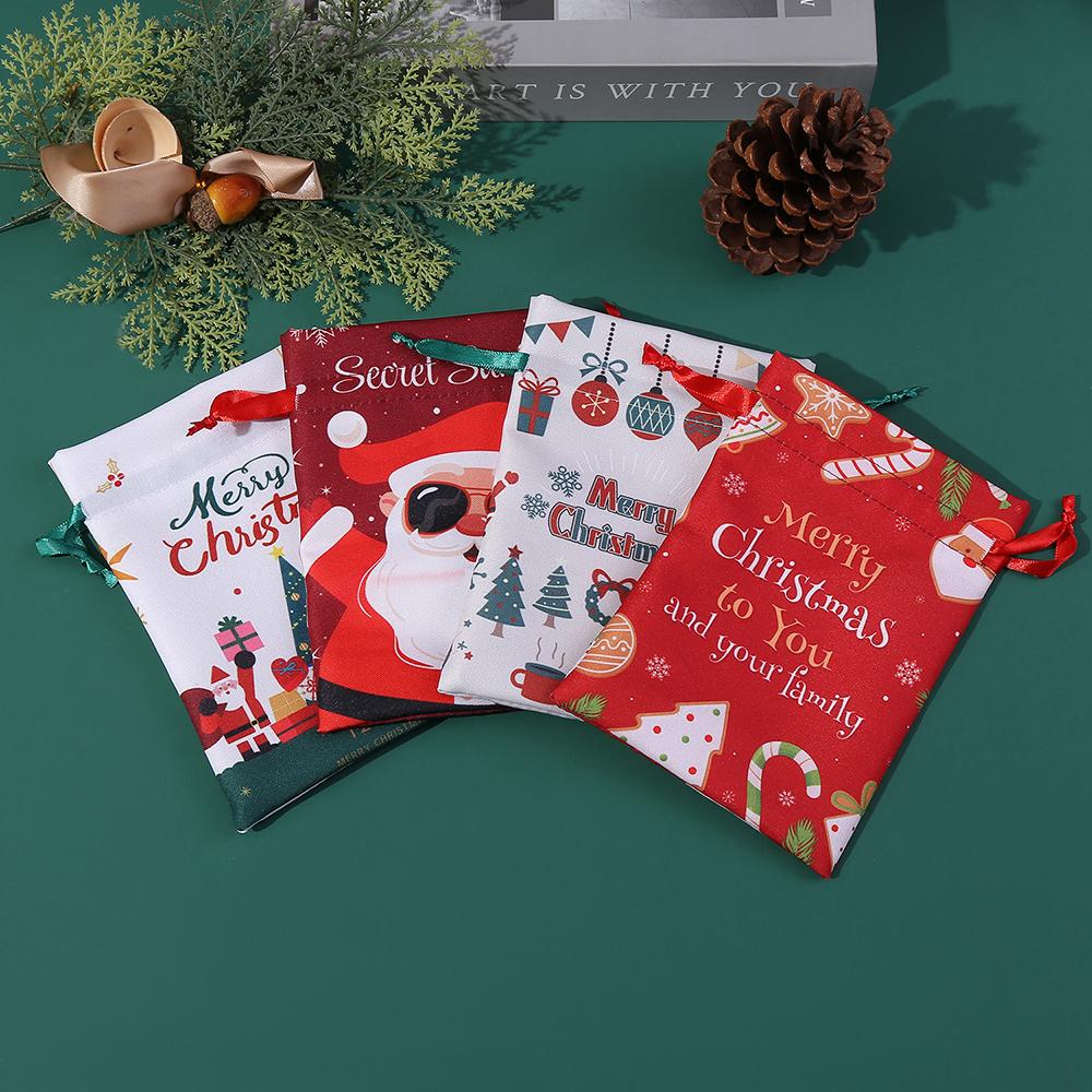 

5-piece set of Christmas bags, cloth bags, gift bags, cartoon Christmas tree Christmas drawstring bags 20x30cm 5pcs