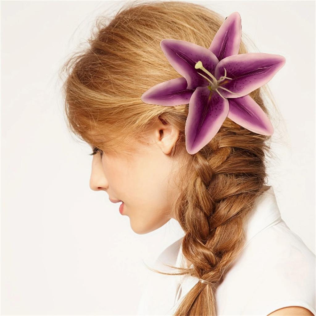 Elegant 3D Lily Hair Clip With Nonslip Metal Clip For Women Updos Resin Flower Hair Clamp Fashion Hair Styling Accessory
