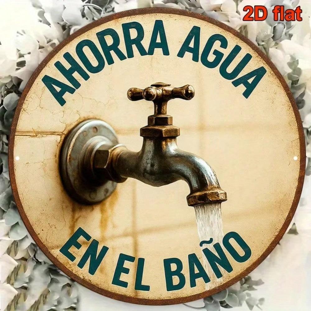 Retro Save Water Metal Sign 8x8 Inch Rustic Bathroom Laundry Kitchen Yard Wall Art