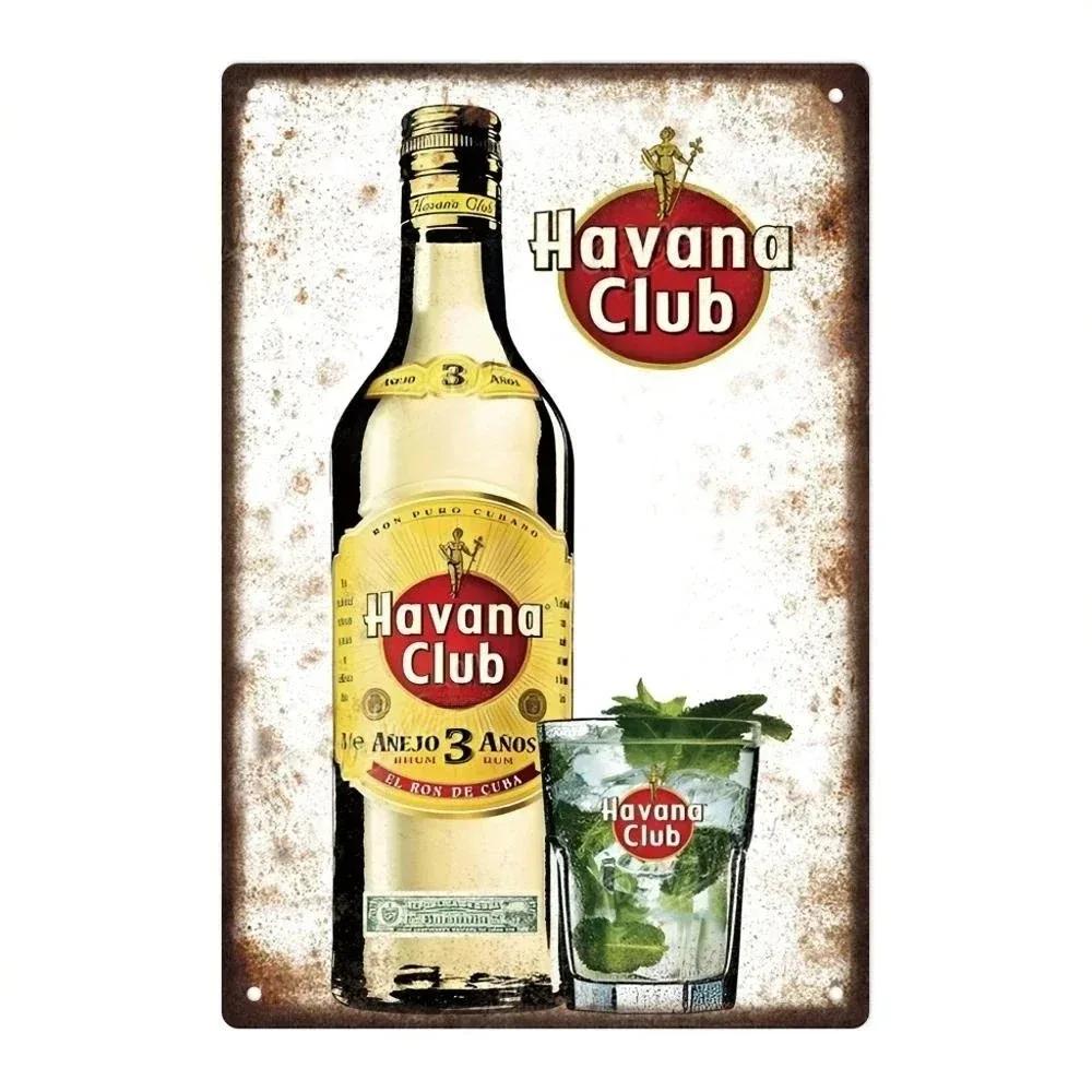 Vintage HAVANA CLUB,JAMESON,Značka Piva Kovový Plechový Znak Dekorativní Tabule Pro Klub Mužskou Jeskyni Bar Dílnu Hospodu Hotel Kavárnu Nástěnná Dekorace