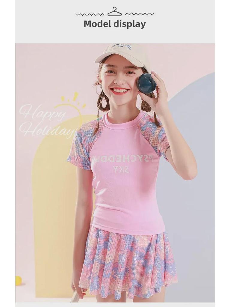 Sportliches Badeanzug-Set für Mädchen: Stilvoller Schlitzrock für Kinder von 3 bis 10 Jahren