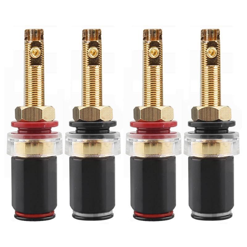 4pcs Speaker Binding Post Gold Plated Terminal Female Banana Jack Connector HIFI Audio Amplifier Banana Plug Socket Terminal