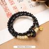 Multi-circle green sandalwood bracelet, men's and women's cultural play plate play bracelet, agate wooden Buddha beads stacked with accessories